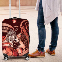 Maori Romantic Valentine Luggage Cover The Hongi Kiss Red Galaxy DT05 Red - Polynesian Pride