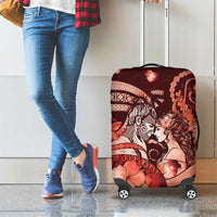 Maori Romantic Valentine Luggage Cover The Hongi Kiss Red Galaxy DT05 - Polynesian Pride