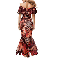 Personalised Maori Romantic Valentine Mermaid Dress The Hongi Kiss Red Galaxy DT05 - Polynesian Pride