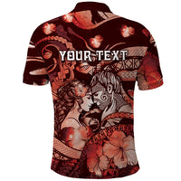 Personalised Maori Romantic Valentine Polo Shirt The Hongi Kiss Red Galaxy DT05 - Polynesian Pride