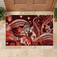 Maori Romantic Valentine Rubber Doormat The Hongi Kiss Red Galaxy DT05 Red - Polynesian Pride
