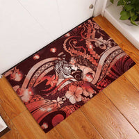 Maori Romantic Valentine Rubber Doormat The Hongi Kiss Red Galaxy DT05 - Polynesian Pride