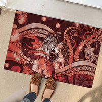 Maori Romantic Valentine Rubber Doormat The Hongi Kiss Red Galaxy DT05 - Polynesian Pride
