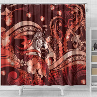 Maori Romantic Valentine Shower Curtain The Hongi Kiss Red Galaxy DT05 - Polynesian Pride