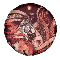 Maori Romantic Valentine Spare Tire Cover The Hongi Kiss Red Galaxy DT05 - Polynesian Pride