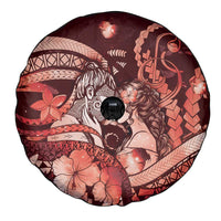 Maori Romantic Valentine Spare Tire Cover The Hongi Kiss Red Galaxy DT05 - Polynesian Pride