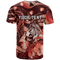 Personalised Maori Romantic Valentine T Shirt The Hongi Kiss Red Galaxy DT05 - Polynesian Pride