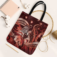 Maori Romantic Valentine Tote Bag The Hongi Kiss Red Galaxy DT05 Black Strap One Size Red - Polynesian Pride