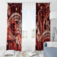 Maori Romantic Valentine Window Curtain The Hongi Kiss Red Galaxy DT05 - Polynesian Pride