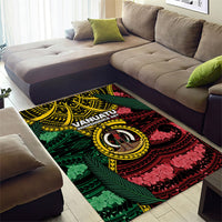 Vanuatu Independence Day Area Rug Boar Tusk Warrior Tribal Floral Patterns