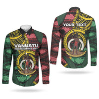 Personalised Vanuatu Independence Day Couples Matching Short Sleeve Bodycon Dress and Long Sleeve Button Shirt Boar Tusk Warrior Tribal Floral Patterns DT05 - Polynesian Pride