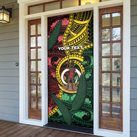 Personalised Vanuatu Independence Day Door Cover Boar Tusk Warrior Tribal Floral Patterns