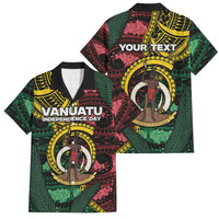 Personalised Vanuatu Independence Day Family Matching Summer Maxi Dress and Hawaiian Shirt Boar Tusk Warrior Tribal Floral Patterns DT05 Dad's Shirt - Short Sleeve Multicolor - Polynesian Pride