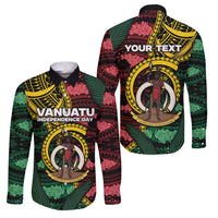 Personalised Vanuatu Independence Day Family Matching Summer Maxi Dress and Hawaiian Shirt Boar Tusk Warrior Tribal Floral Patterns DT05 Dad's Shirt - Long Sleeve Multicolor - Polynesian Pride