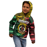 Personalised Vanuatu Independence Day Kid Hoodie Boar Tusk Warrior Tribal Floral Patterns