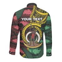 Personalised Vanuatu Independence Day Long Sleeve Button Shirt Boar Tusk Warrior Tribal Floral Patterns DT05 - Polynesian Pride