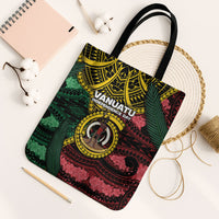Vanuatu Independence Day Tote Bag Boar Tusk Warrior Tribal Floral Patterns