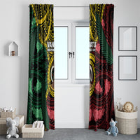 Vanuatu Independence Day Window Curtain Boar Tusk Warrior Tribal Floral Patterns