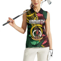 Personalised Vanuatu Independence Day Women Sleeveless Polo Shirt Boar Tusk Warrior Tribal Floral Patterns