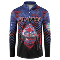 Personalised Guam Button Sweatshirt Chamorro Seal Tribal Scratch Design - Polynesian Pride