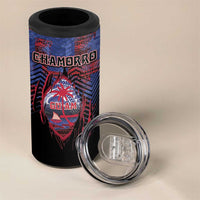 Personalised Guam 4 in 1 Can Cooler Tumbler Chamorro Seal Tribal Scratch Design - Polynesian Pride