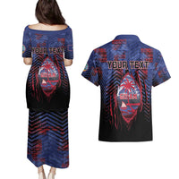 Personalised Guam Couples Matching Puletasi and Hawaiian Shirt Chamorro Seal Tribal Scratch Design DT05 - Polynesian Pride