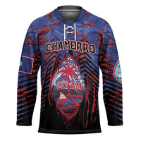 Personalised Guam Hockey Jersey Chamorro Seal Tribal Scratch Design DT05 Unisex Navy - Polynesian Pride