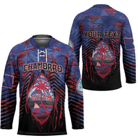 Personalised Guam Hockey Jersey Chamorro Seal Tribal Scratch Design DT05 - Polynesian Pride
