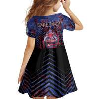 Personalised Guam Kid Short Sleeve Dress Chamorro Seal Tribal Scratch Design DT05 - Polynesian Pride
