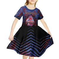 Personalised Guam Kid Short Sleeve Dress Chamorro Seal Tribal Scratch Design DT05 - Polynesian Pride