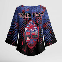 Personalised Guam Kimono Sleeve Blouse Chamorro Seal Tribal Scratch Design - Polynesian Pride