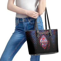 Guam Leather Tote Bag Chamorro Seal Tribal Scratch Design - Polynesian Pride
