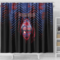Guam Shower Curtain Chamorro Seal Tribal Scratch Design - Polynesian Pride