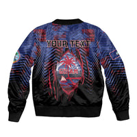 Personalised Guam Sleeve Zip Bomber Jacket Chamorro Seal Tribal Scratch Design DT05 - Polynesian Pride