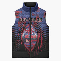 Personalised Guam Sleeveless Puffer Jacket Chamorro Seal Tribal Scratch Design - Polynesian Pride