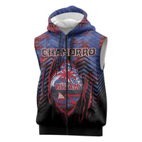 Personalised Guam Sleeveless Zip Hoodie Chamorro Seal Tribal Scratch Design DT05 Navy - Polynesian Pride