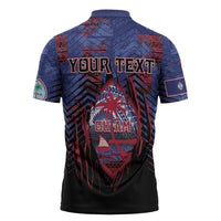 Personalised Guam Zipper Polo Shirt Chamorro Seal Tribal Scratch Design DT05 - Polynesian Pride