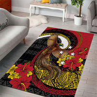 Papua New Guinea Language Week Area Rug Bird Of Paradise Tribal Floral Pattern DT05 - Polynesian Pride