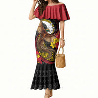 Personalised Papua New Guinea Language Week Mermaid Dress Bird Of Paradise Tribal Floral Pattern DT05 Women Black - Polynesian Pride