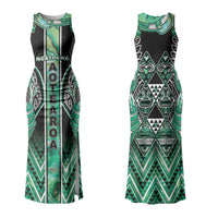 Aotearoa Ngati Awa Couples Matching Tank Maxi Dress and Long Sleeve Button Shirt Maori Tribal Green Marble Paua Shell Pattern DT05 - Polynesian Pride