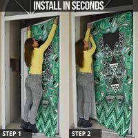 Aotearoa Ngati Awa Door Cover Maori Tribal Green Marble Paua Shell Pattern DT05 - Polynesian Pride