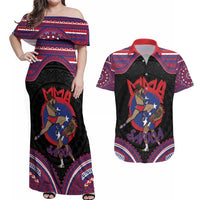 Personalised Samoa Mixed Martial Arts Couples Matching Off Shoulder Maxi Dress and Hawaiian Shirt Flying Knee Of Samoan - Polynesian Pride