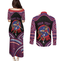 Personalised Samoa Mixed Martial Arts Couples Matching Puletasi and Long Sleeve Button Shirt Flying Knee Of Samoan DT05 - Polynesian Pride