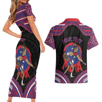 Personalised Samoa Mixed Martial Arts Couples Matching Short Sleeve Bodycon Dress and Hawaiian Shirt Flying Knee Of Samoan - Polynesian Pride