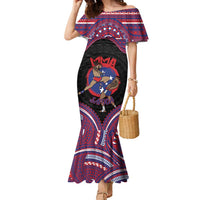 Personalised Samoa Mixed Martial Arts Family Matching Mermaid Dress and Hawaiian Shirt Flying Knee Of Samoan - Polynesian Pride