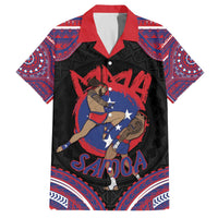 Personalised Samoa Mixed Martial Arts Family Matching Off The Shoulder Long Sleeve Dress and Hawaiian Shirt Flying Knee Of Samoan - Polynesian Pride