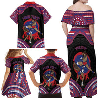 Personalised Samoa Mixed Martial Arts Family Matching Off Shoulder Maxi Dress and Hawaiian Shirt Flying Knee Of Samoan - Polynesian Pride