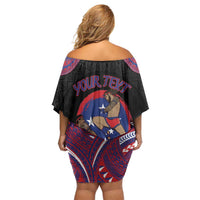 Personalised Samoa Mixed Martial Arts Family Matching Off Shoulder Short Dress and Hawaiian Shirt Flying Knee Of Samoan - Polynesian Pride
