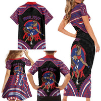 Personalised Samoa Mixed Martial Arts Family Matching Short Sleeve Bodycon Dress and Hawaiian Shirt Flying Knee Of Samoan - Polynesian Pride