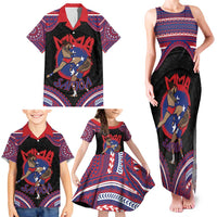 Personalised Samoa Mixed Martial Arts Family Matching Tank Maxi Dress and Hawaiian Shirt Flying Knee Of Samoan - Polynesian Pride